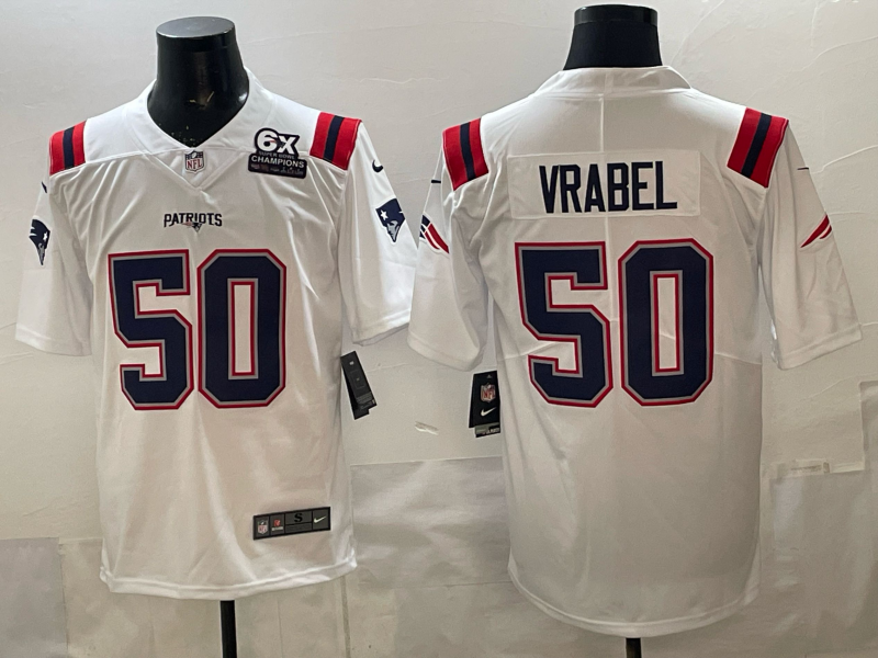Men 2026 New England Patriots #50 Vrabel white Nike Limited NFL Jersey 004